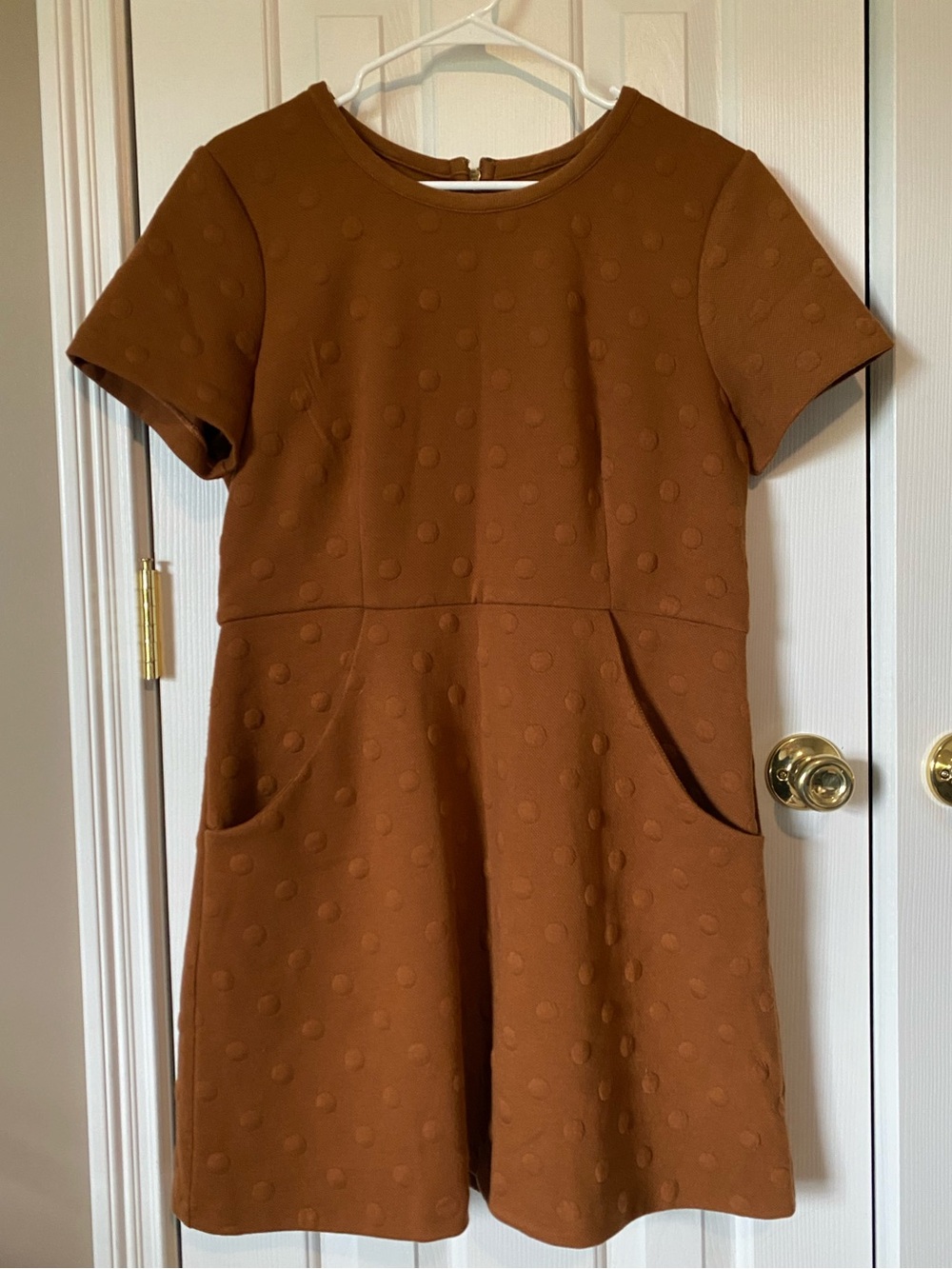 Hutch Rust/Brown Textured Short-Sleeve Shift Dress with Pockets Size XL